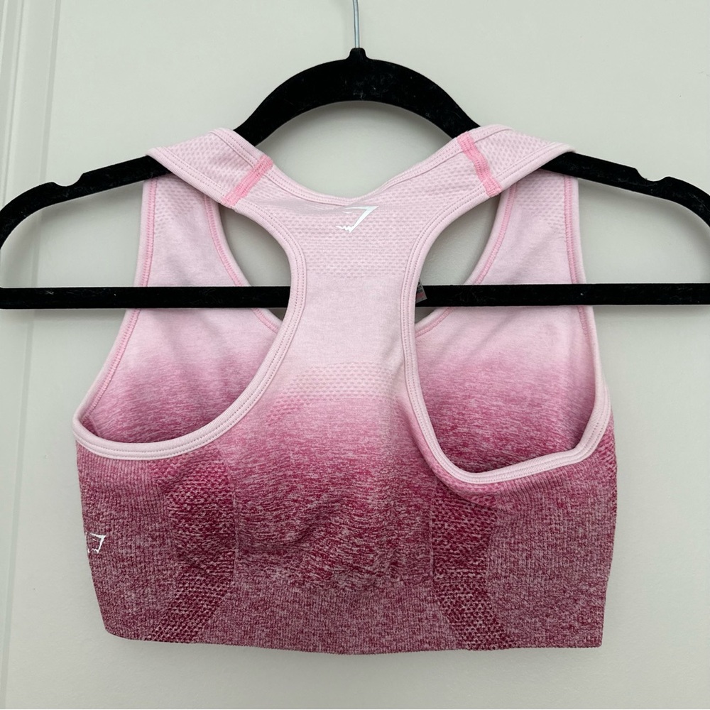 Gymshark Pink Ombré Racerback Sports Bra - Picture 2 of 2